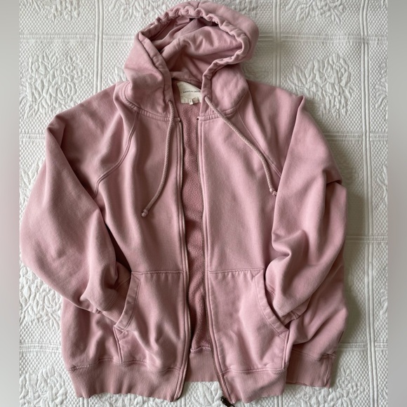 AEO Oversized Full Zip Hoodie Sweatshirt Blush Pink XS/Small - Picture 13 of 13